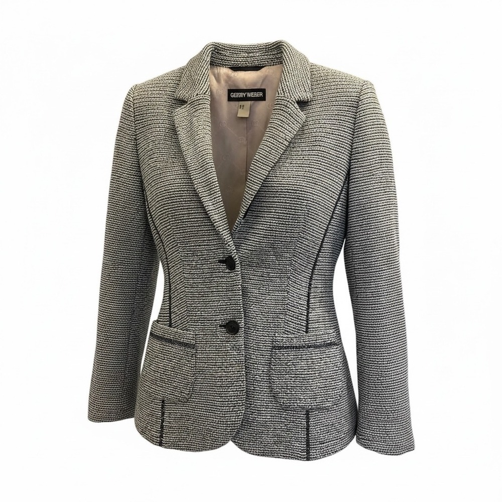 Gerry Weber Women's Blue White‎ Textured Blazer Jacket Size 14